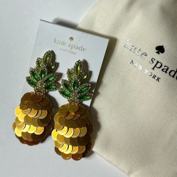 Kate Spade By The Pool Pineapple Statement Studs Earrings - Picture 7 of 13